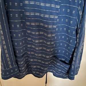 Casual top by Habitat, boat neck with interesting placement of fabric.  Blue, XL